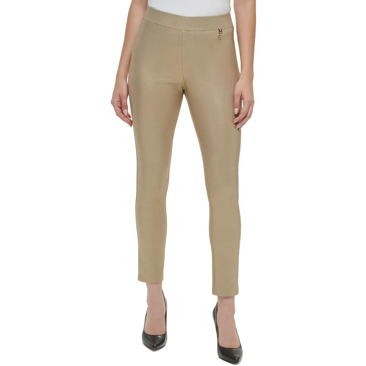 Womens Mid Rise Tapered Leg Straight Leg Pants
