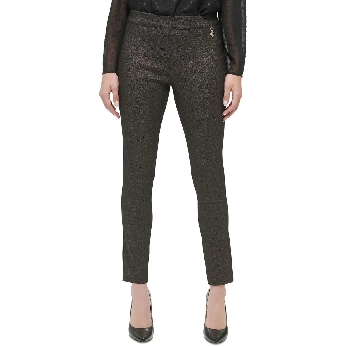 Womens Mid Rise Tapered Leg Straight Leg Pants