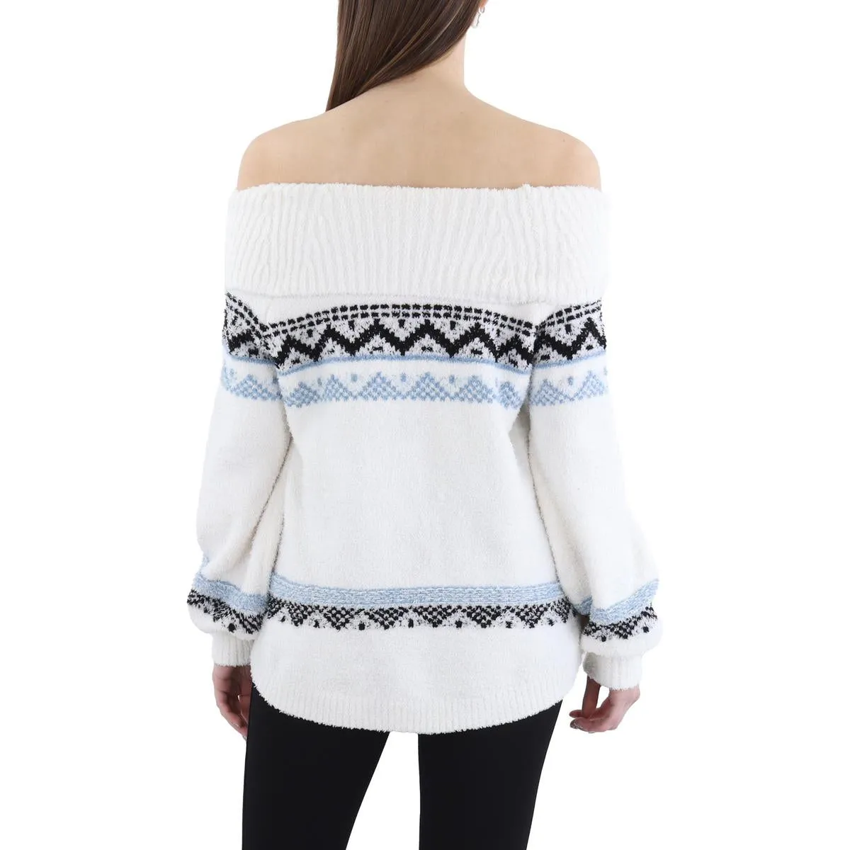 Womens Printed Knit Mock Turtleneck Sweater