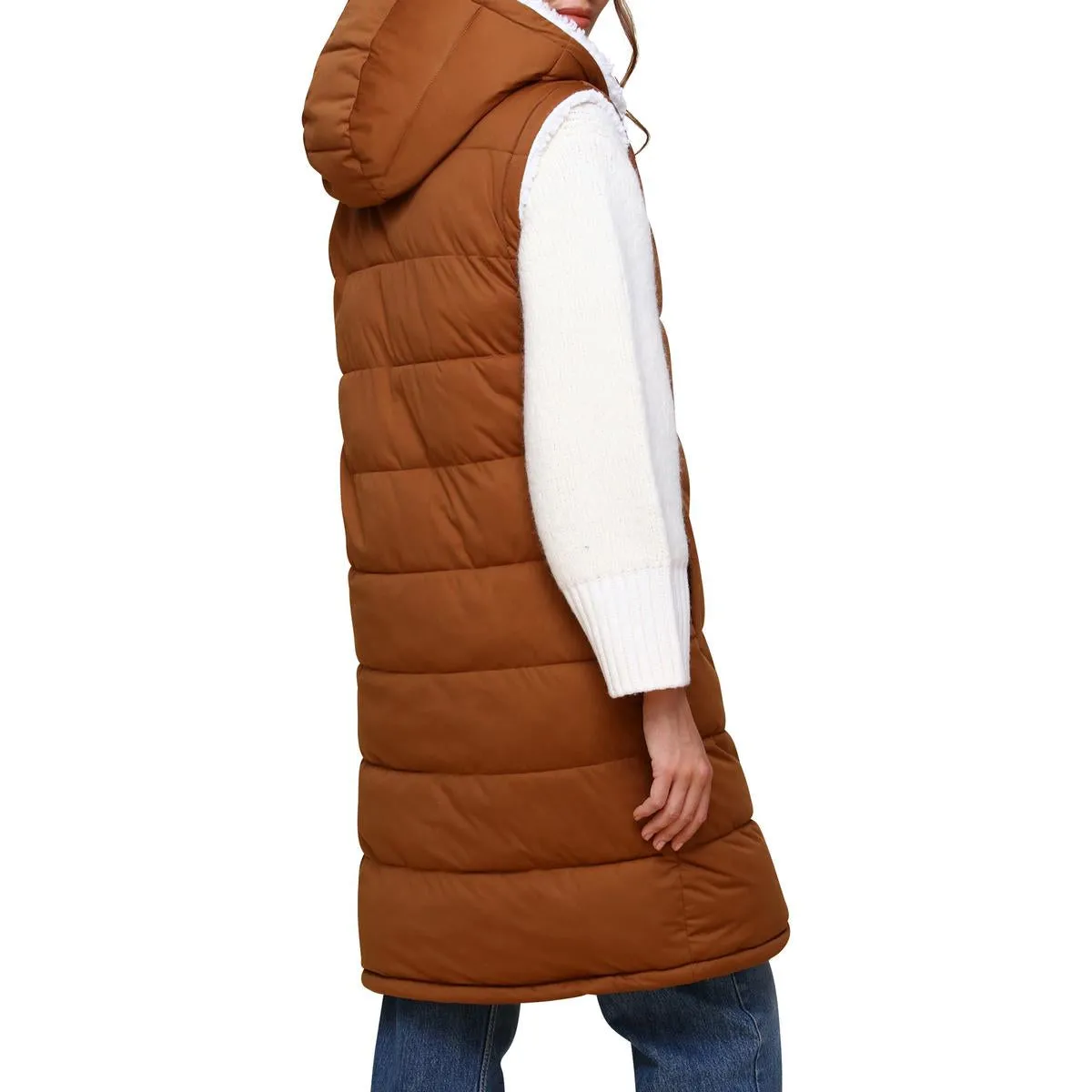 Womens Quilted Faux Fur Lined Puffer Vest