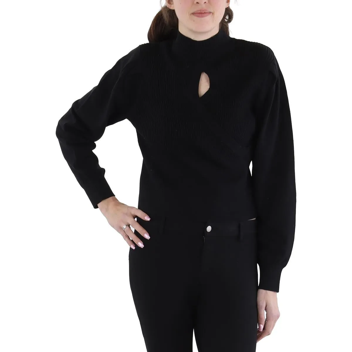 Womens Ribbed Knit Mock Turtleneck Sweater