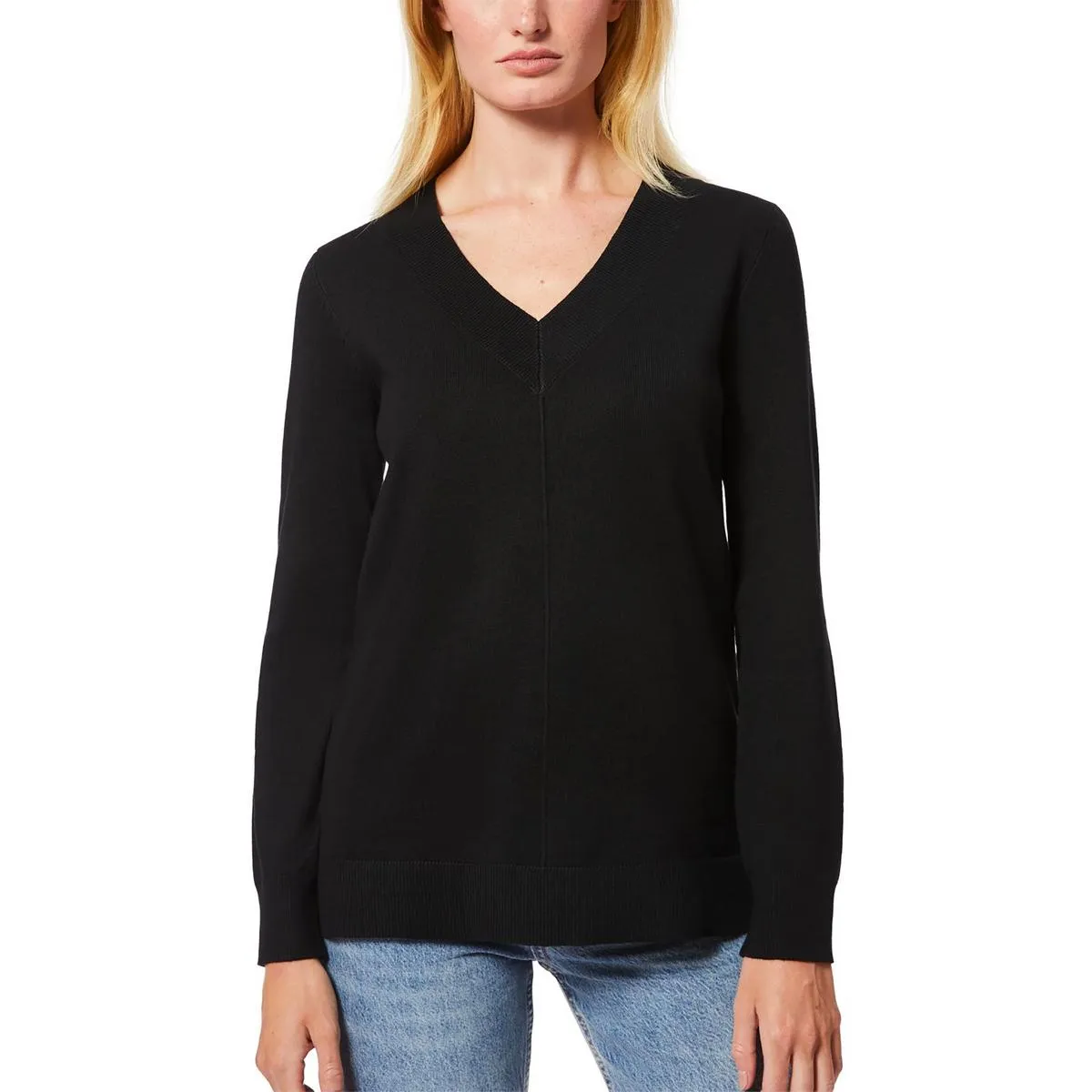 Womens Ribbed Viscose V-Neck Sweater