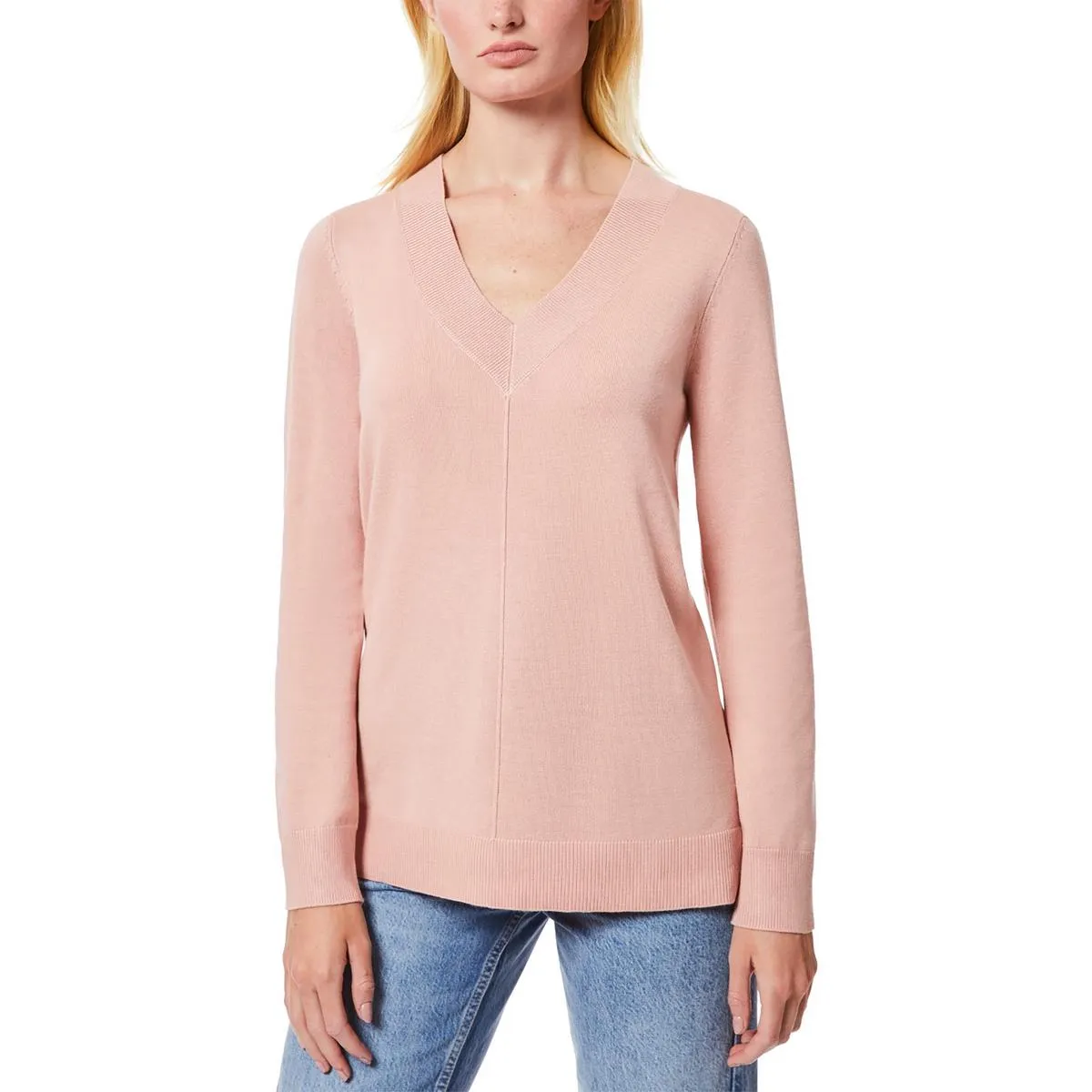 Womens Ribbed Viscose V-Neck Sweater