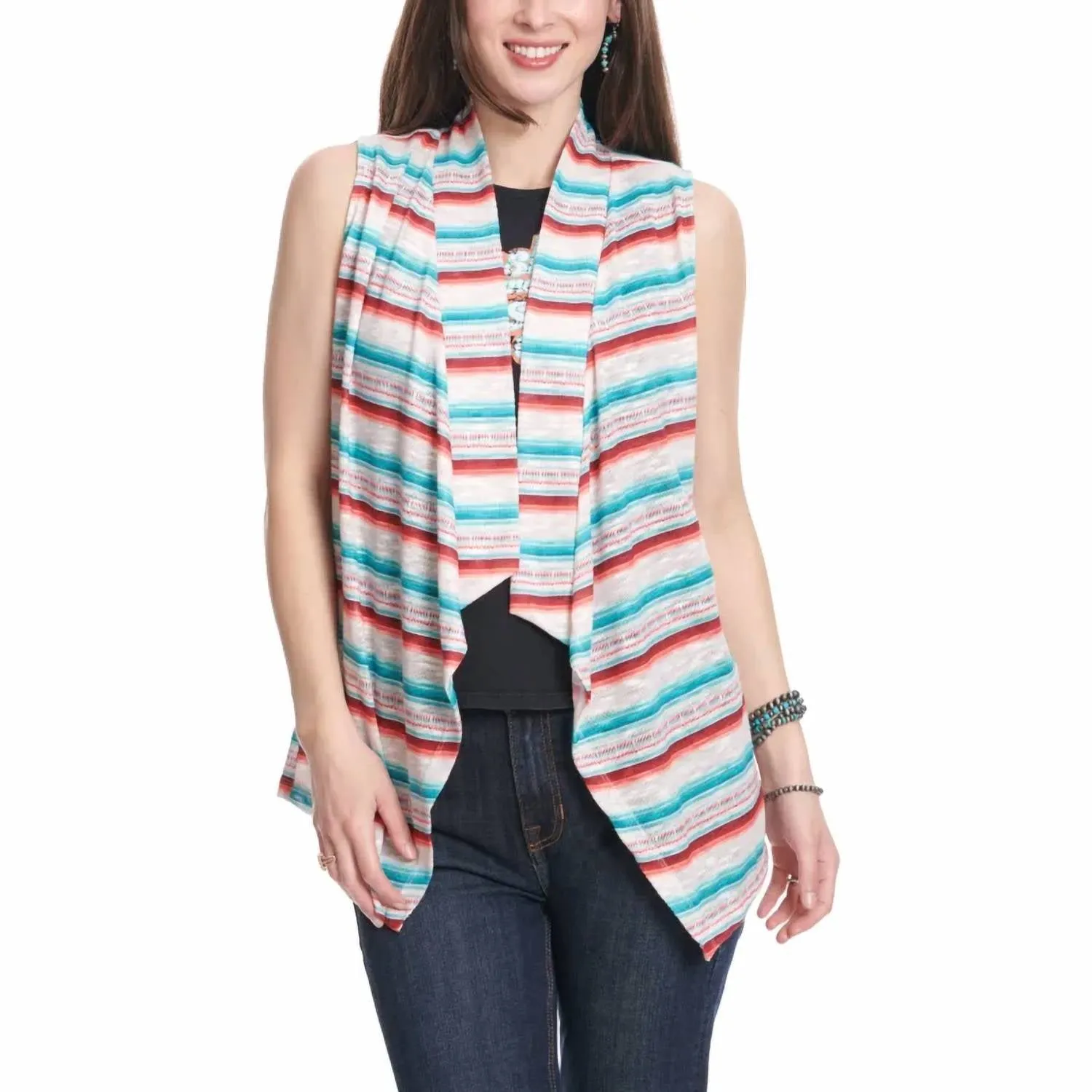 Women's Serape Printed Vest In Natural