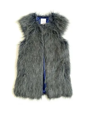 Women's Shaggy Faux Fur Vest Jacket In Blue