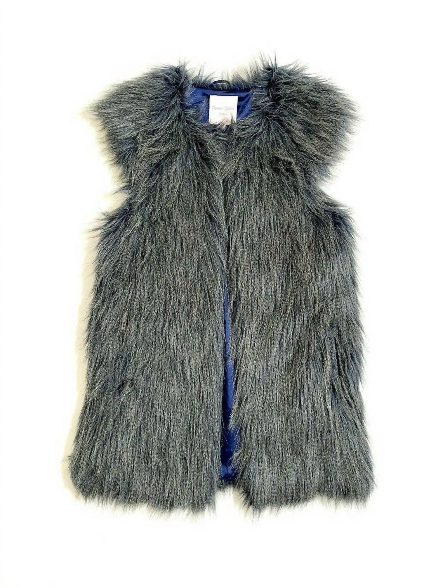 Women's Shaggy Faux Fur Vest Jacket In Blue