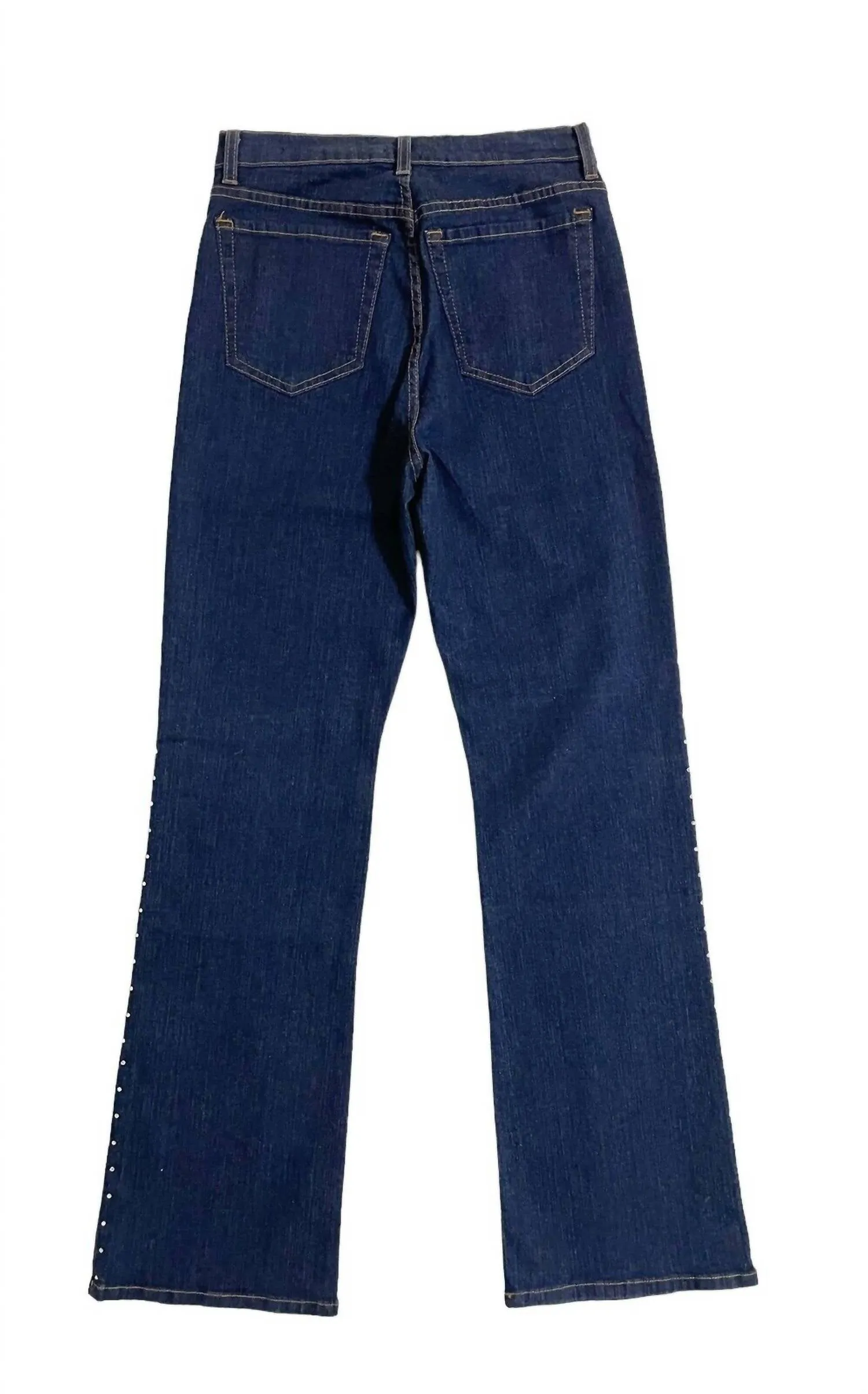 Women's Tummy Bootcut Rhinestone Embellished Tuck Jeans In Blue