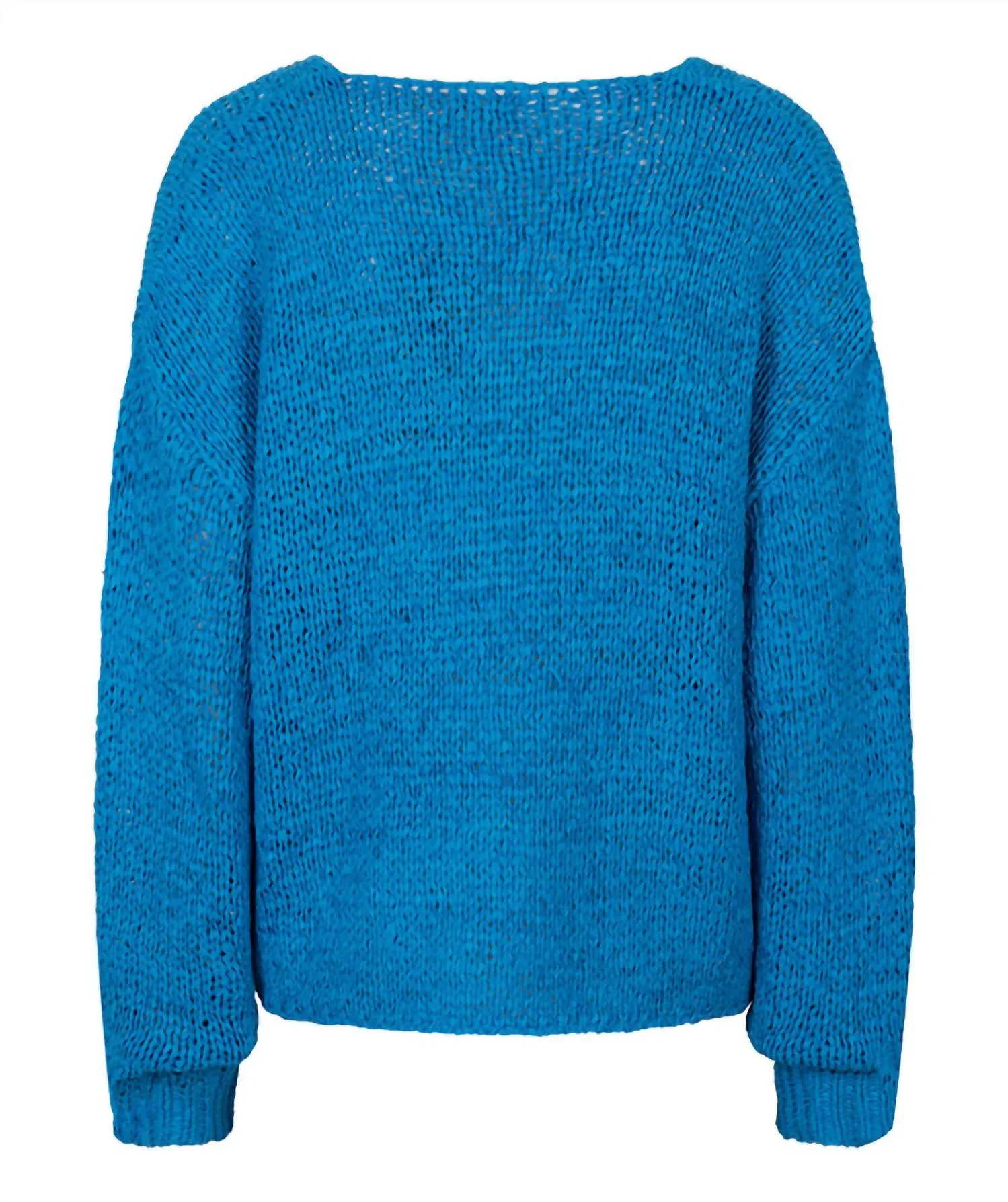 Women's V-Neck Tape Yarn Sweater In Blue