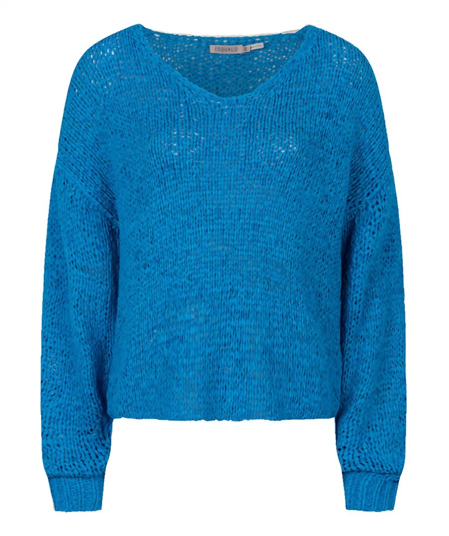 Women's V-Neck Tape Yarn Sweater In Blue