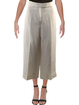 Womens Wide Leg Linen Blend Culottes