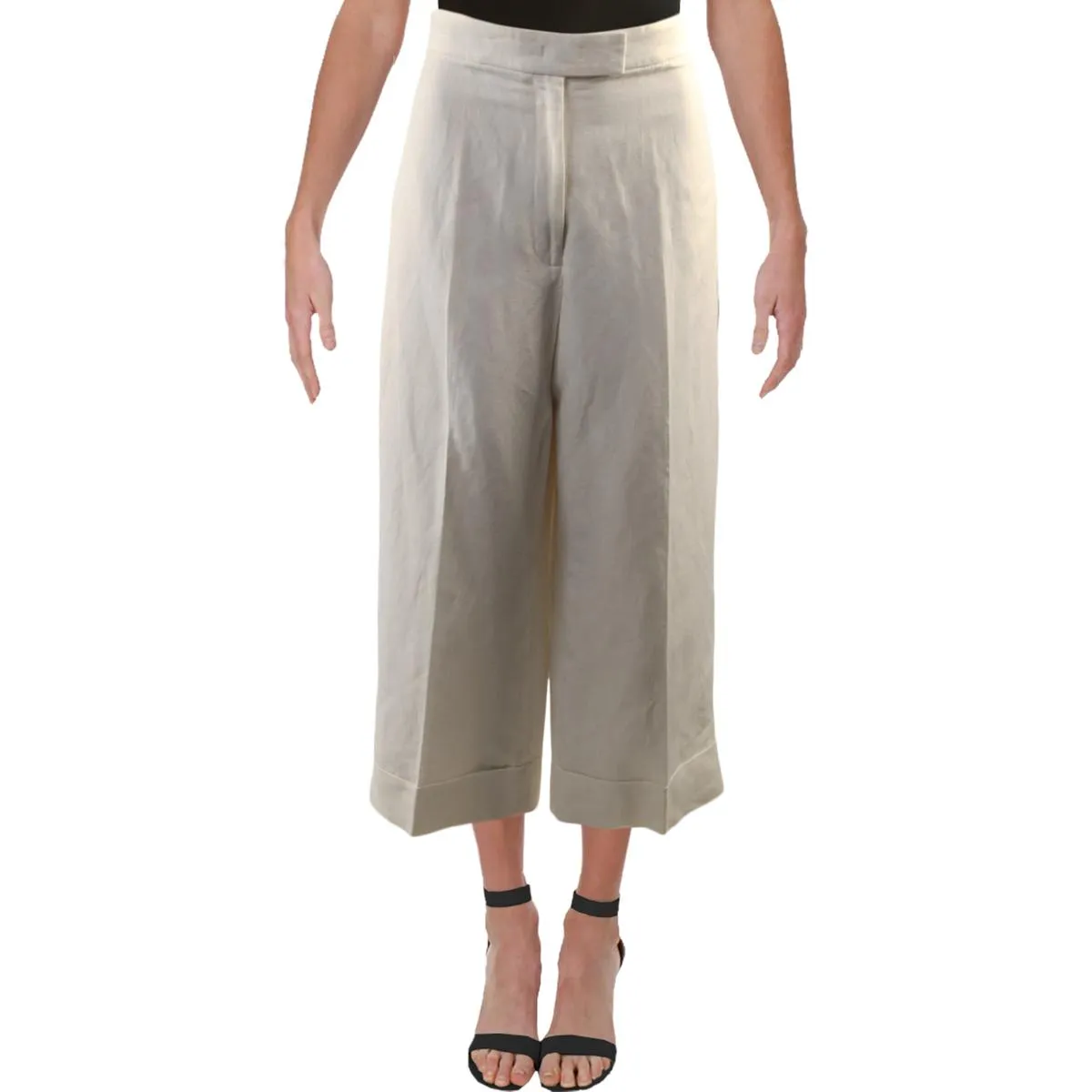 Womens Wide Leg Linen Blend Culottes