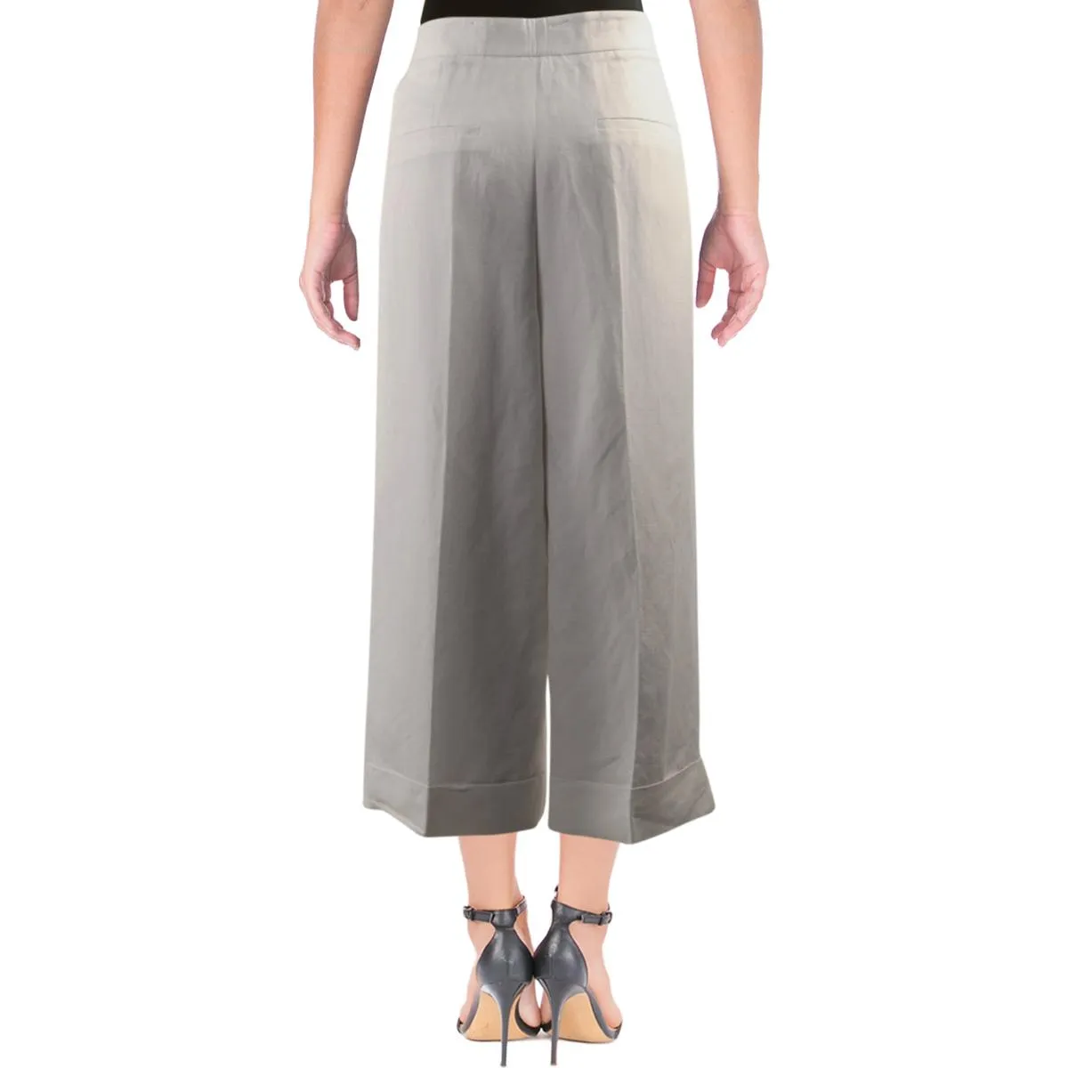 Womens Wide Leg Linen Blend Culottes