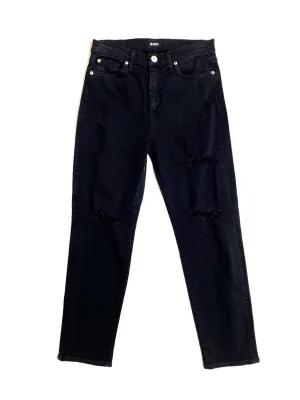 Women's Zoeey Distressed High Rise Straight Crop Jeans In Black