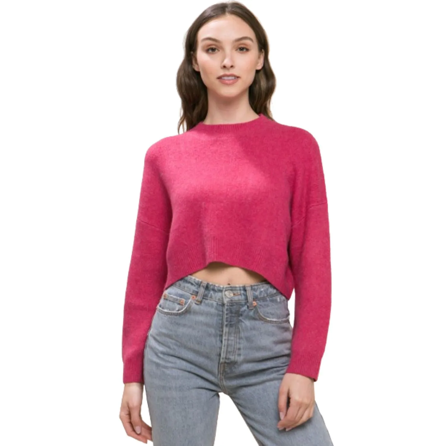 Wool Blend Cropped Sweater Top