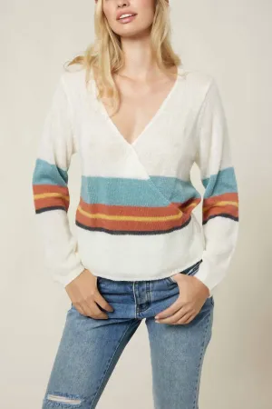 Wrap It Up Stripe Sweater In Winter White