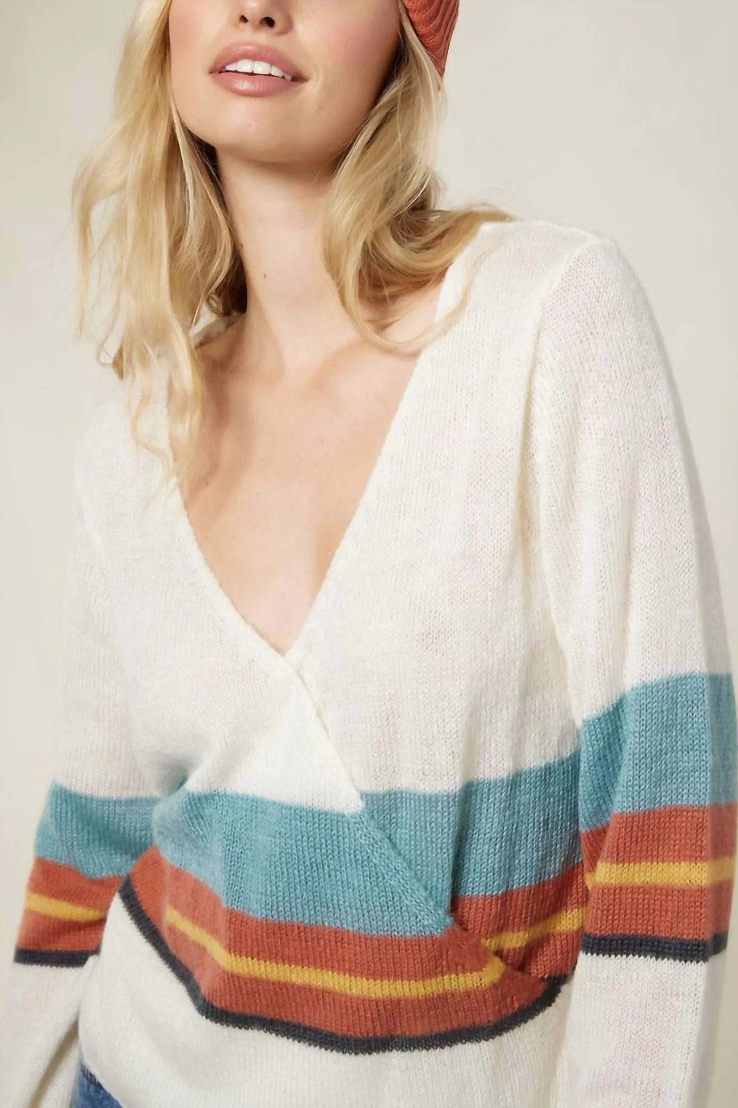 Wrap It Up Stripe Sweater In Winter White