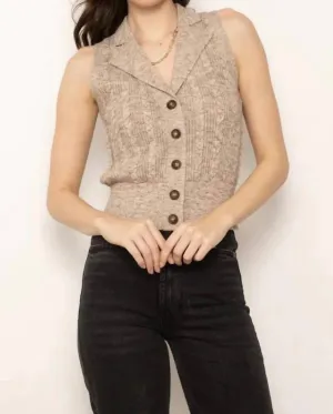 Wren Cable Polo Vest In Ivory