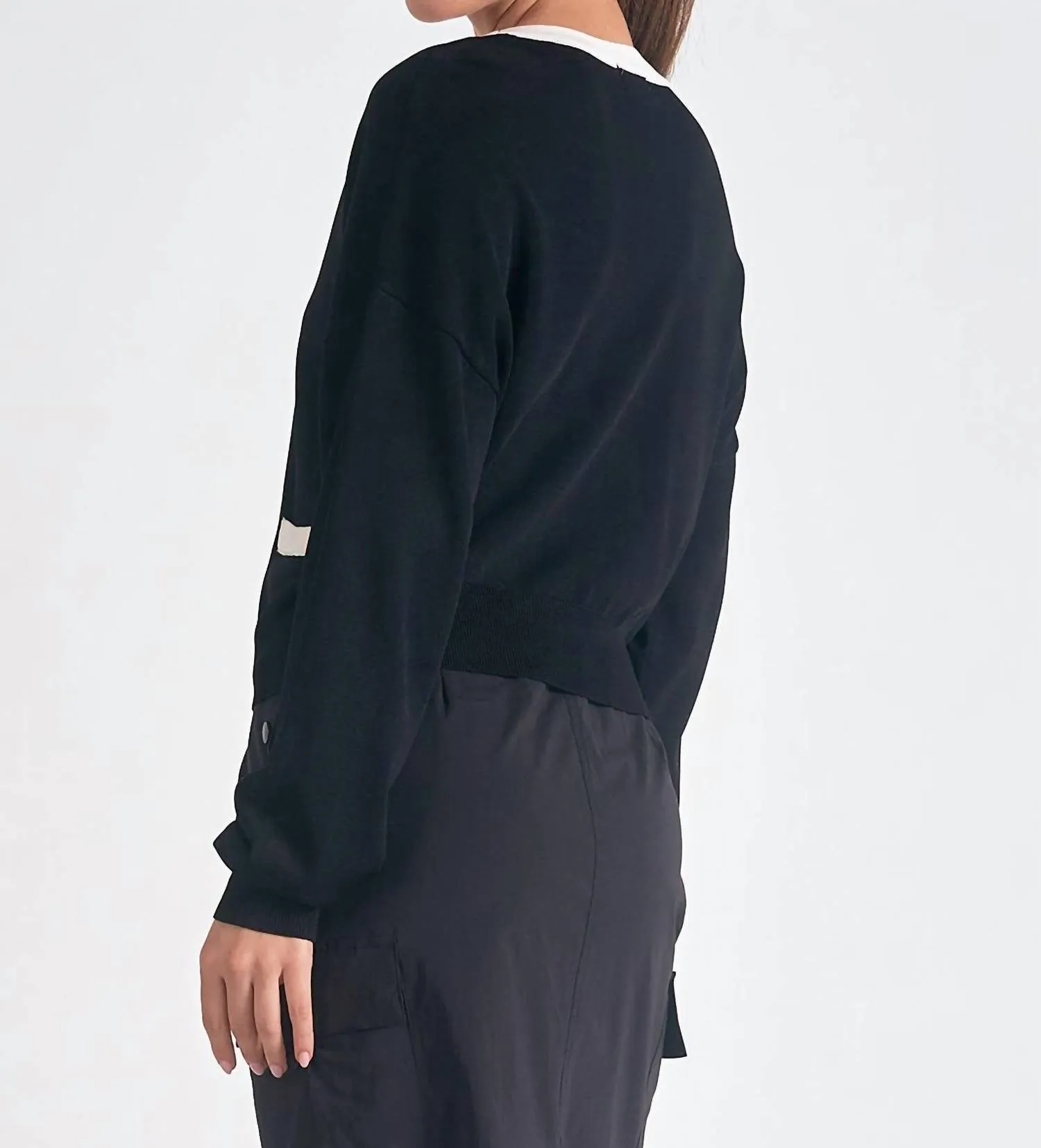 Wyman Sweater In Black / White Contrast Detail