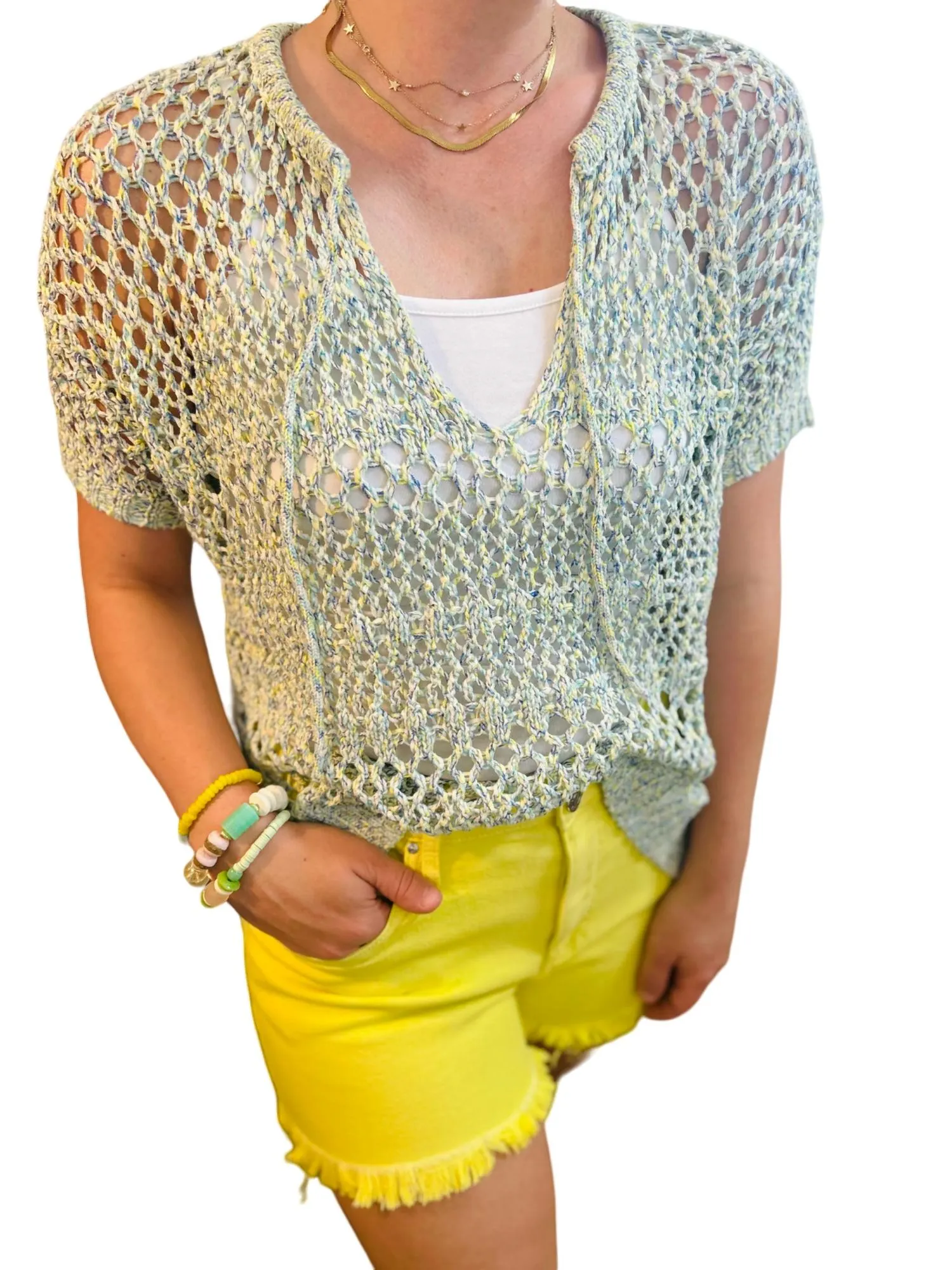 Zamira Knit Sweater In Lime Multi