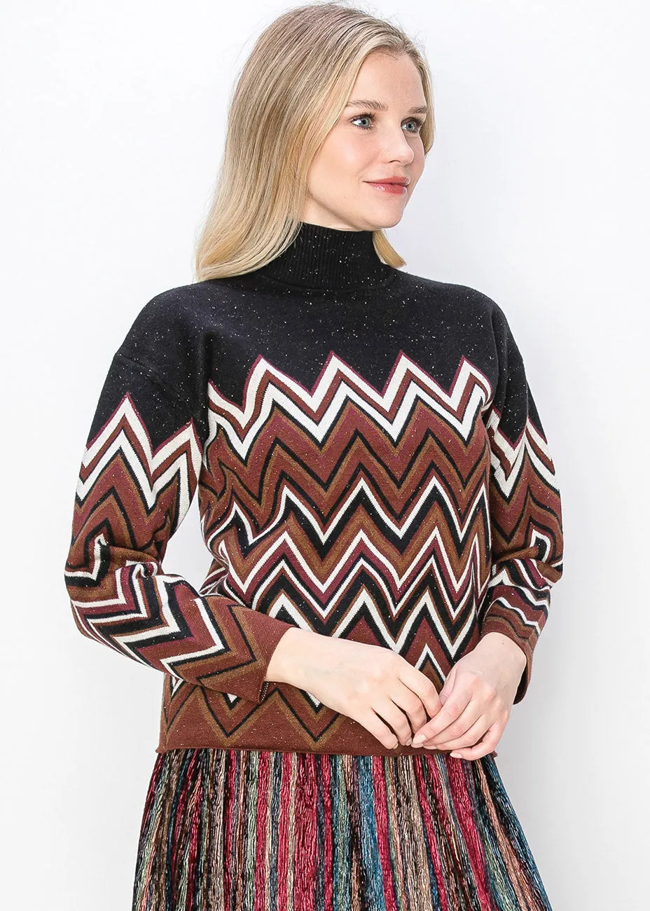 Zigzag Chic: Multicolor Chevron Sweater