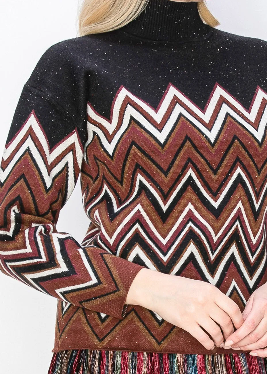 Zigzag Chic: Multicolor Chevron Sweater